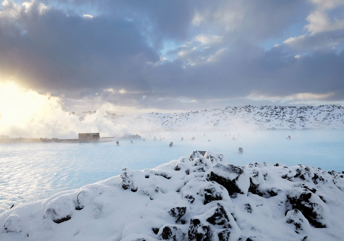 Natural hot pool in the winter