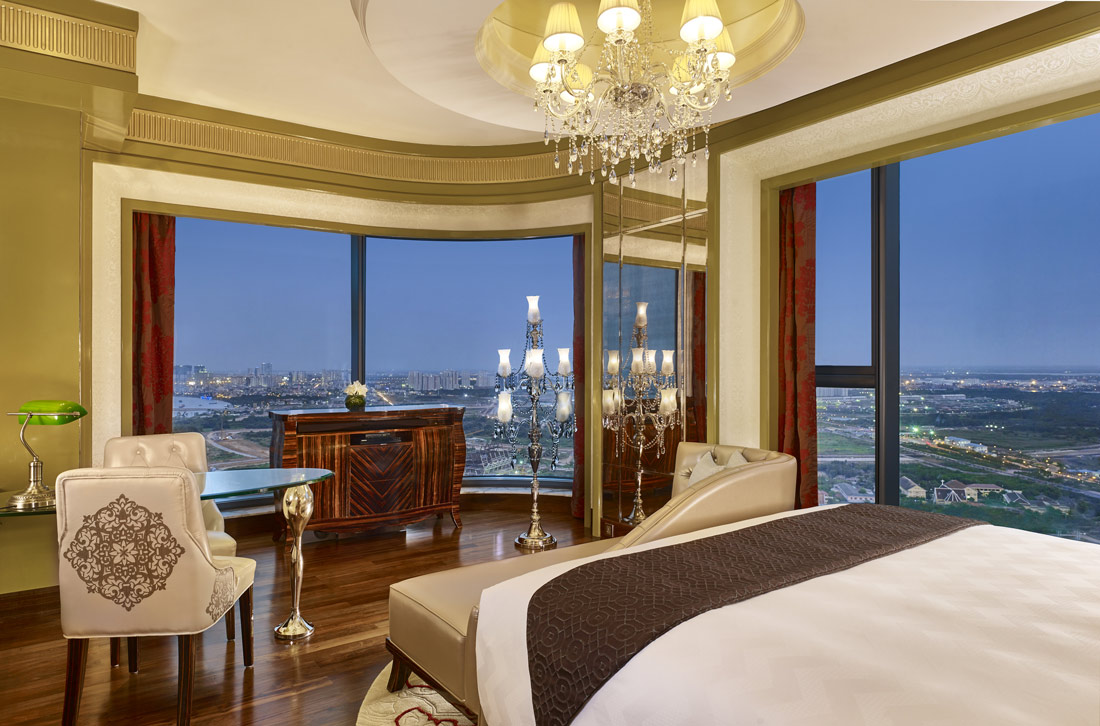 Bedroom with floor-to-ceiling windows